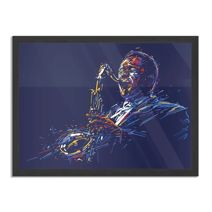 Poster Kleurrijke Saxofonist 01 Rechthoek Horizontaal Met Lijst Template PBF 50 70 Horizontaal Muziek 14 1