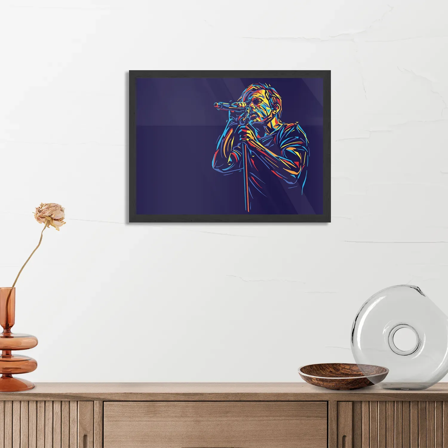 Poster Kleurrijke Zanger 02 Rechthoek Horizontaal Met Lijst Template PBF 50 70 Horizontaal Muziek 17 3