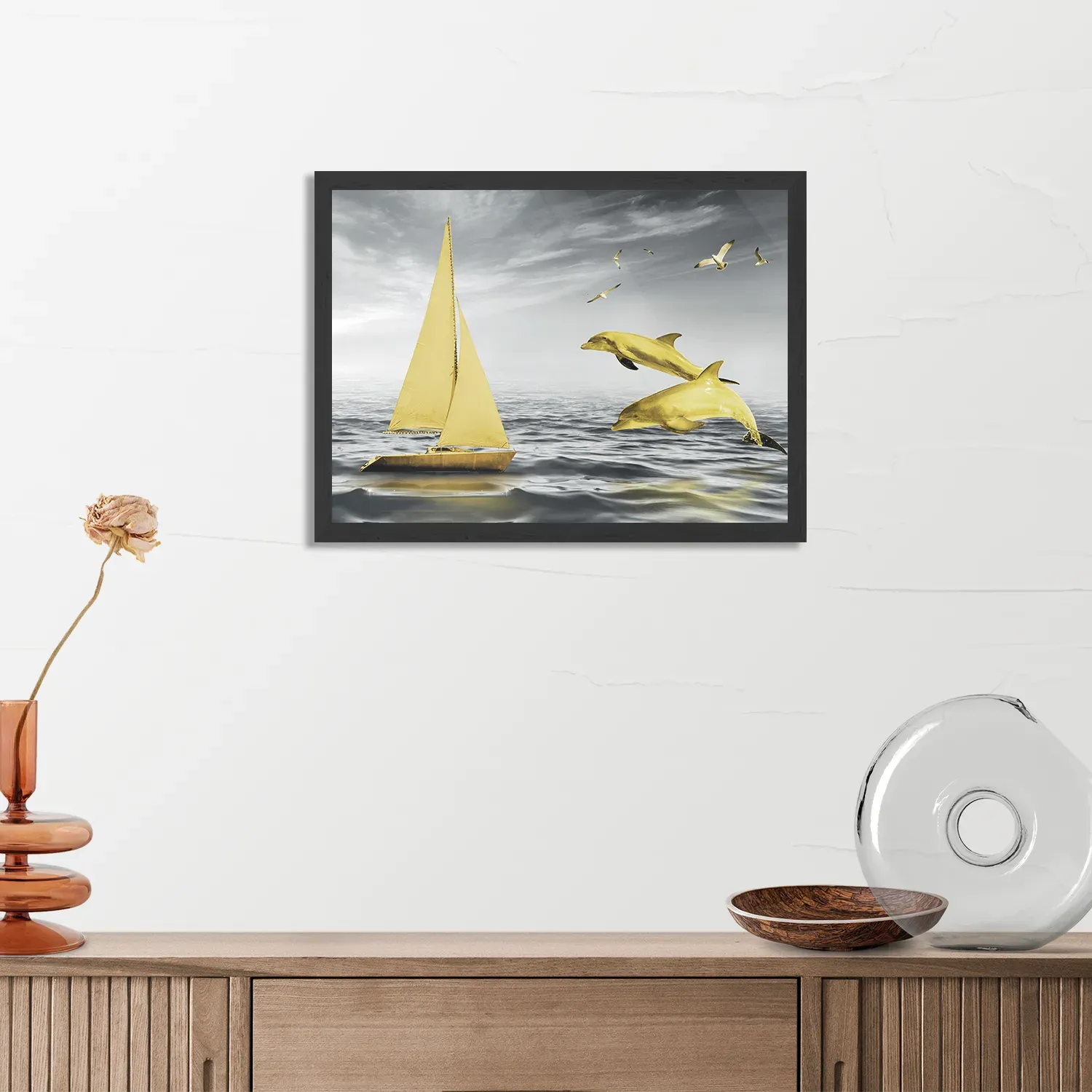 Poster Het gele bootje Rechthoek Horizontaal Met Lijst Template PBF 50 70 Horizontaal Natuur 33 3