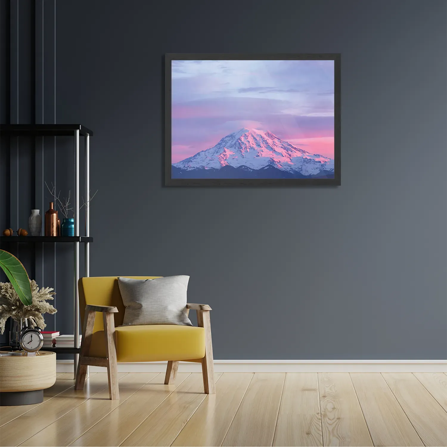 Poster Natuurlijke zons ondergang op witte berg Rechthoek Horizontaal Met Lijst Template PBF 50 70 Horizontaal Natuur 41 2