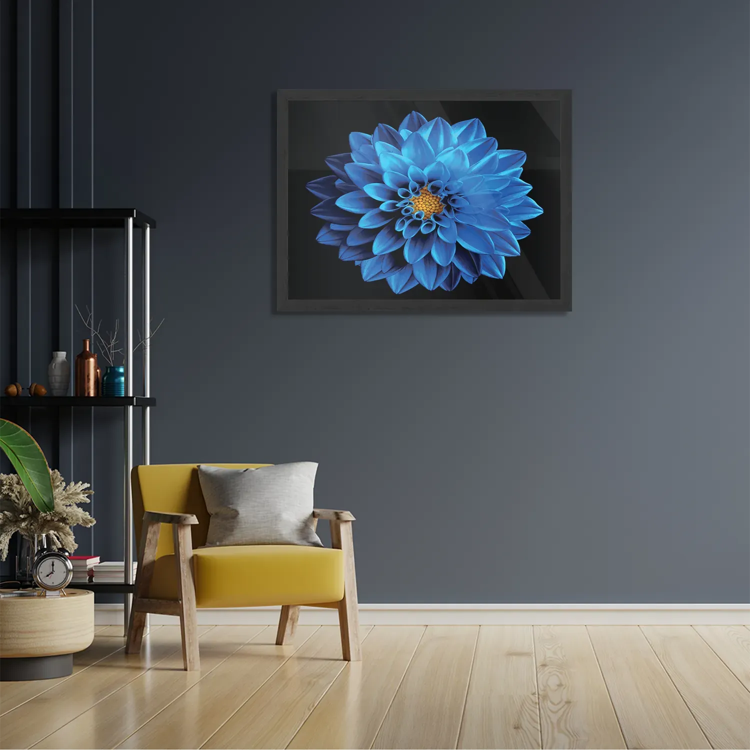 Poster Blauwe Dahlia Rechthoek Horizontaal Met Lijst Template PBF 50 70 Horizontaal Natuur 54 2