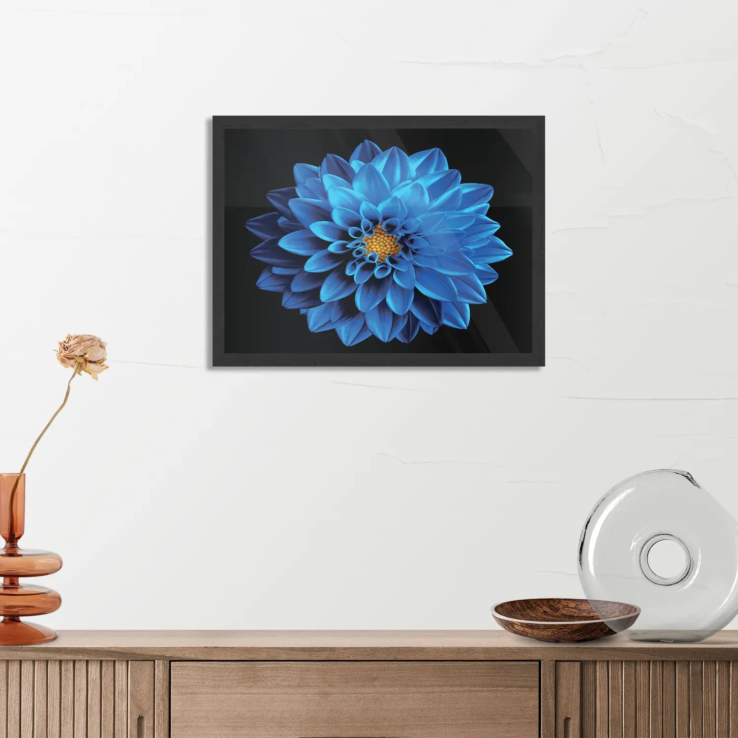 Poster Blauwe Dahlia Rechthoek Horizontaal Met Lijst Template PBF 50 70 Horizontaal Natuur 54 3