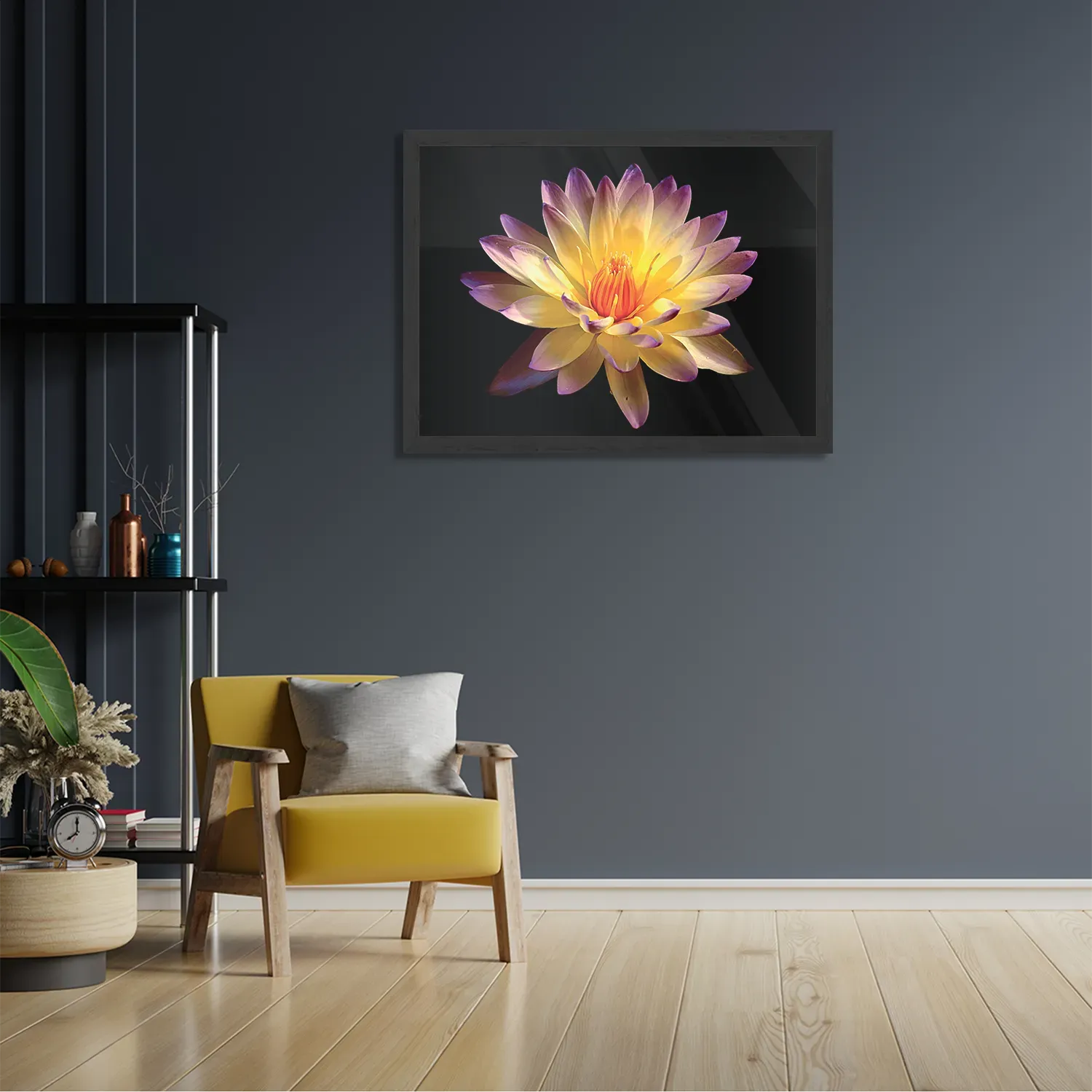 Poster Paarse Gele Dahlia Rechthoek Horizontaal Met Lijst Template PBF 50 70 Horizontaal Natuur 60 2