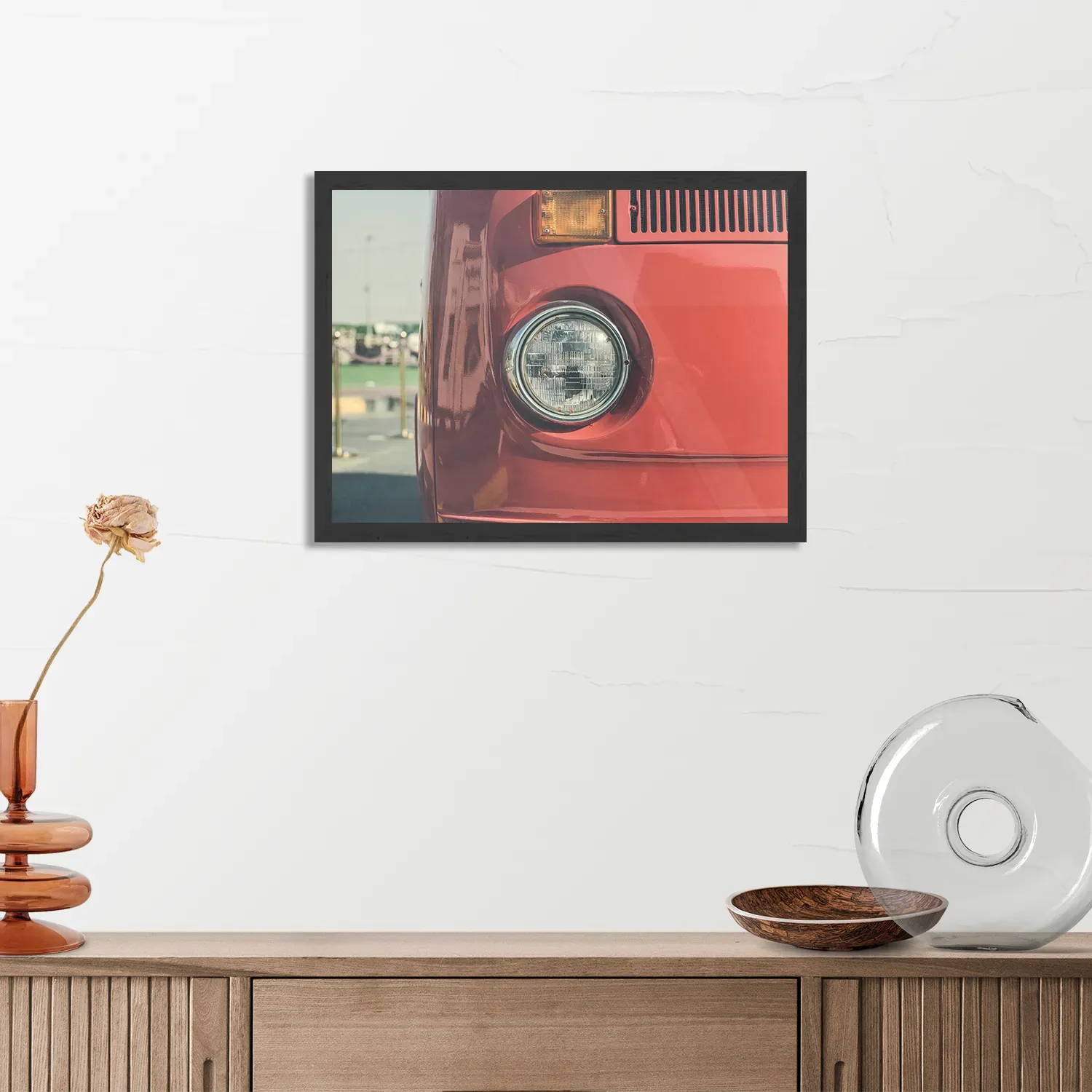 Poster Rood Busje Rechthoek Horizontaal Met Lijst Template PBF 50 70 Horizontaal Retro 10 3