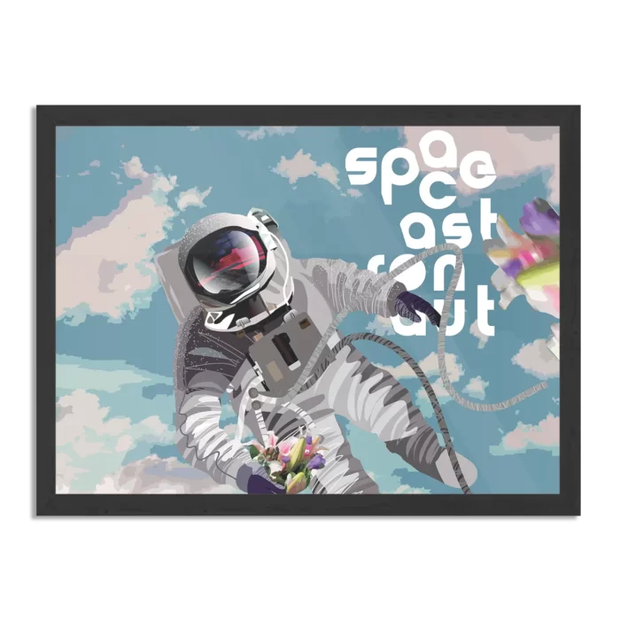 Poster Astronaut in de ruimte Rechthoek Horizontaal Met Lijst Template PBF 50 70 Horizontaal Ruimtevaart 11 1