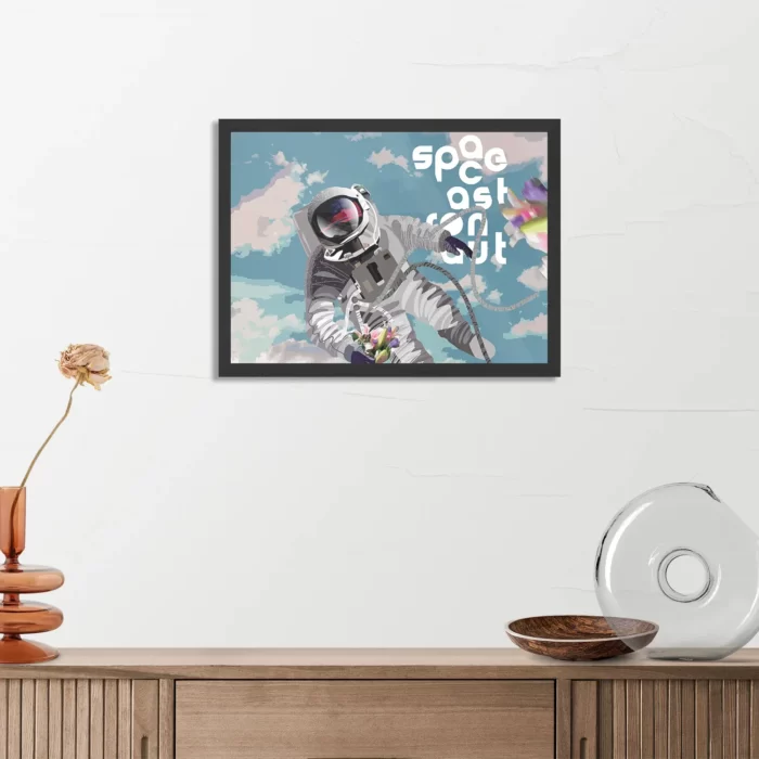 Poster Astronaut in de ruimte Rechthoek Horizontaal Met Lijst Template PBF 50 70 Horizontaal Ruimtevaart 11 3