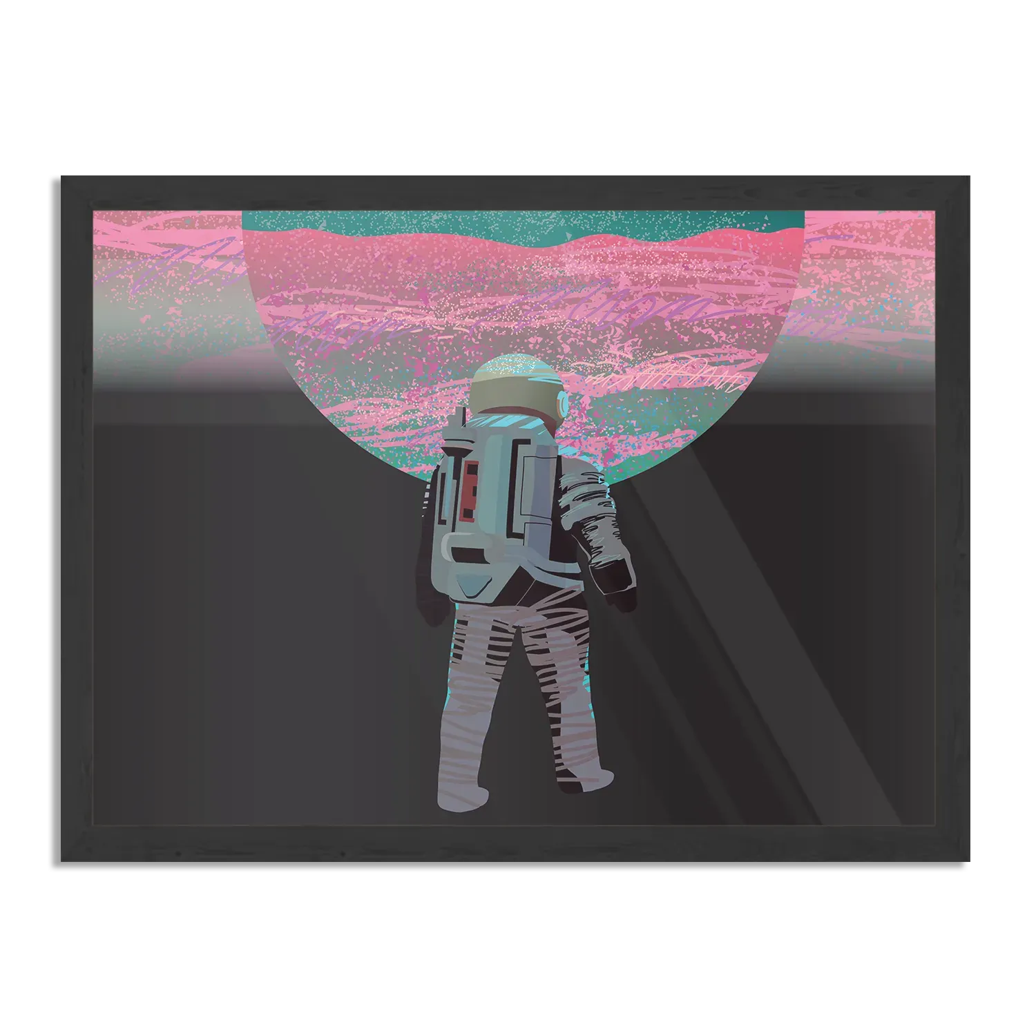 Poster Retro austronaut Rechthoek Horizontaal Met Lijst Template PBF 50 70 Horizontaal Ruimtevaart 17 1