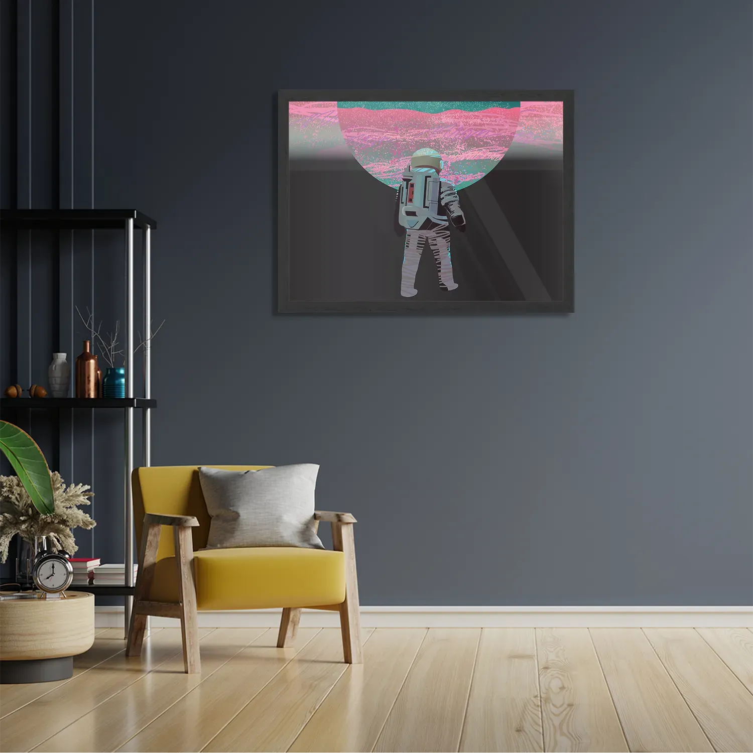 Poster Retro austronaut Rechthoek Horizontaal Met Lijst Template PBF 50 70 Horizontaal Ruimtevaart 17 2