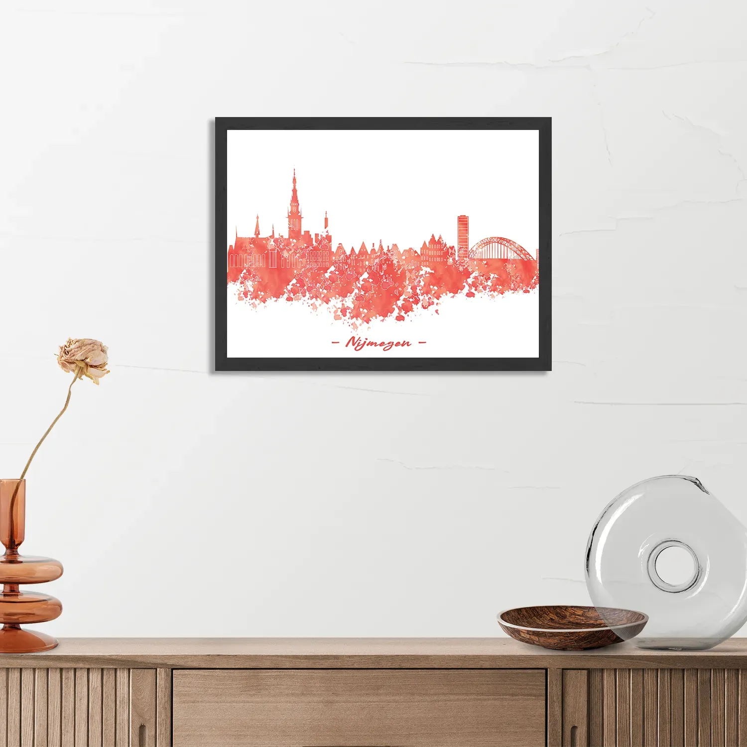 Poster Skyline Nijmgen Watercolor Paint Rechthoek Horizontaal Met Lijst Template PBF 50 70 Horizontaal Steden 12 3