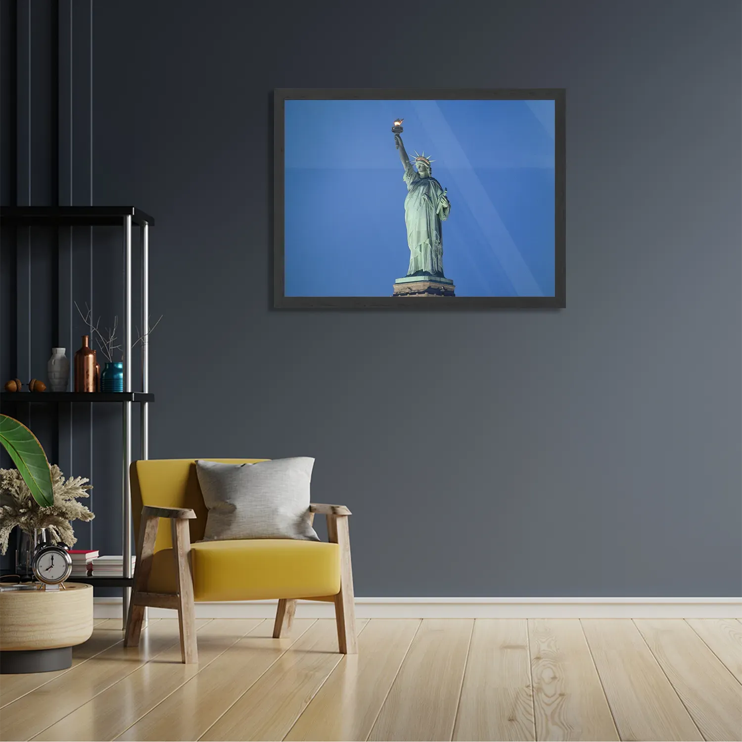 Poster Vrijheidsbeeld New York Donker 01 Rechthoek Horizontaal Met Lijst Template PBF 50 70 Horizontaal Steden 18 2
