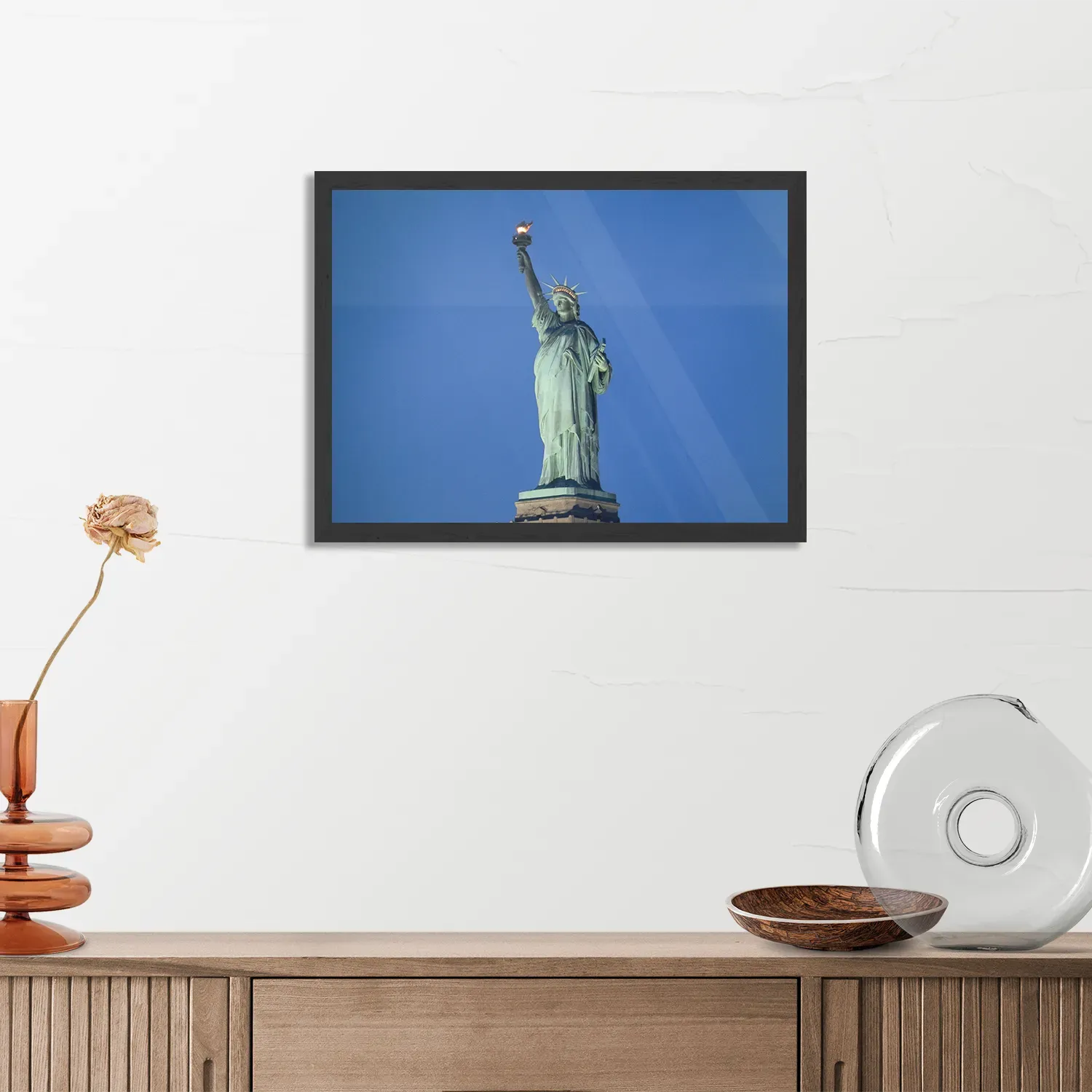 Poster Vrijheidsbeeld New York Donker 01 Rechthoek Horizontaal Met Lijst Template PBF 50 70 Horizontaal Steden 18 3