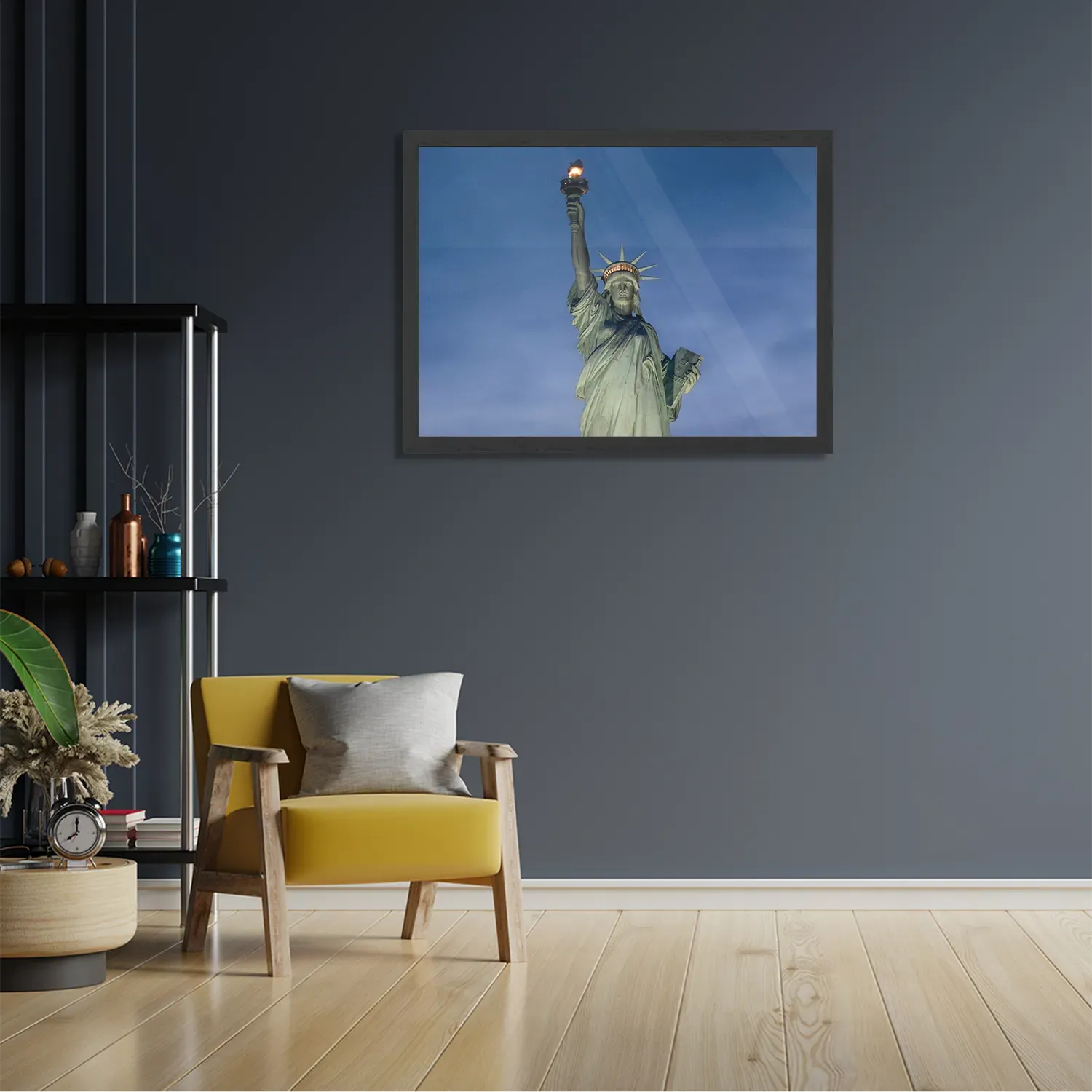 Poster Vrijheidsbeeld New York Donker 02 Rechthoek Horizontaal Met Lijst Template PBF 50 70 Horizontaal Steden 19 2