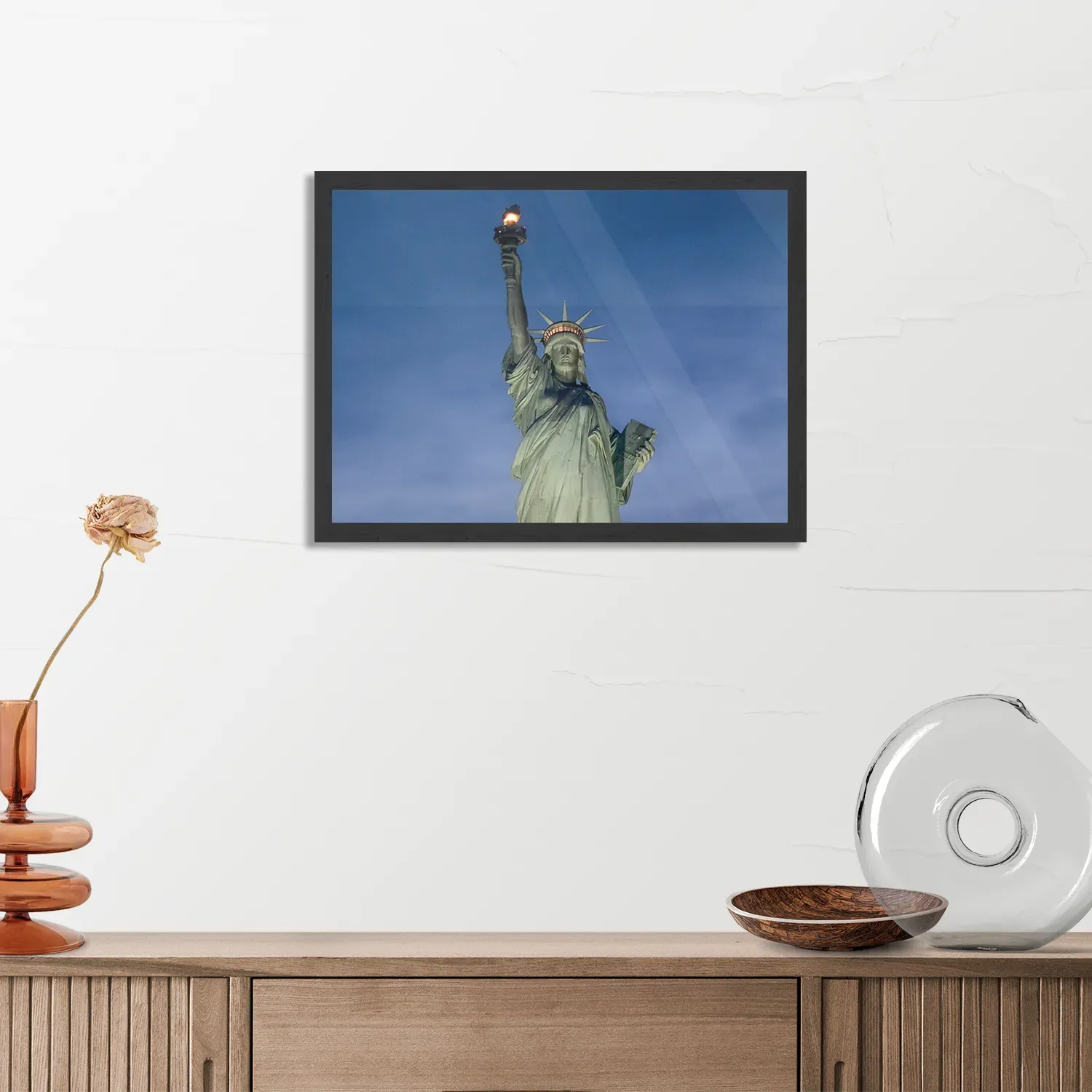 Poster Vrijheidsbeeld New York Donker 02 Rechthoek Horizontaal Met Lijst Template PBF 50 70 Horizontaal Steden 19 3