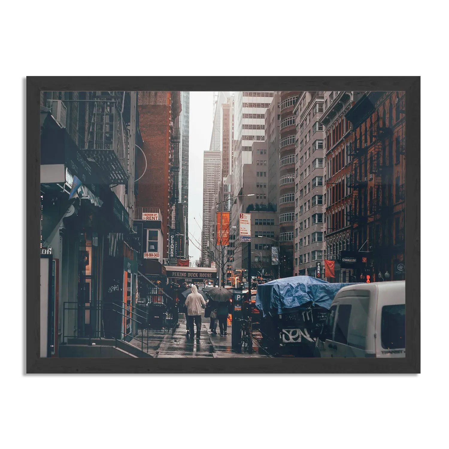 Poster New York Raining Day Rechthoek Horizontaal Met Lijst Template PBF 50 70 Horizontaal Steden 27 1