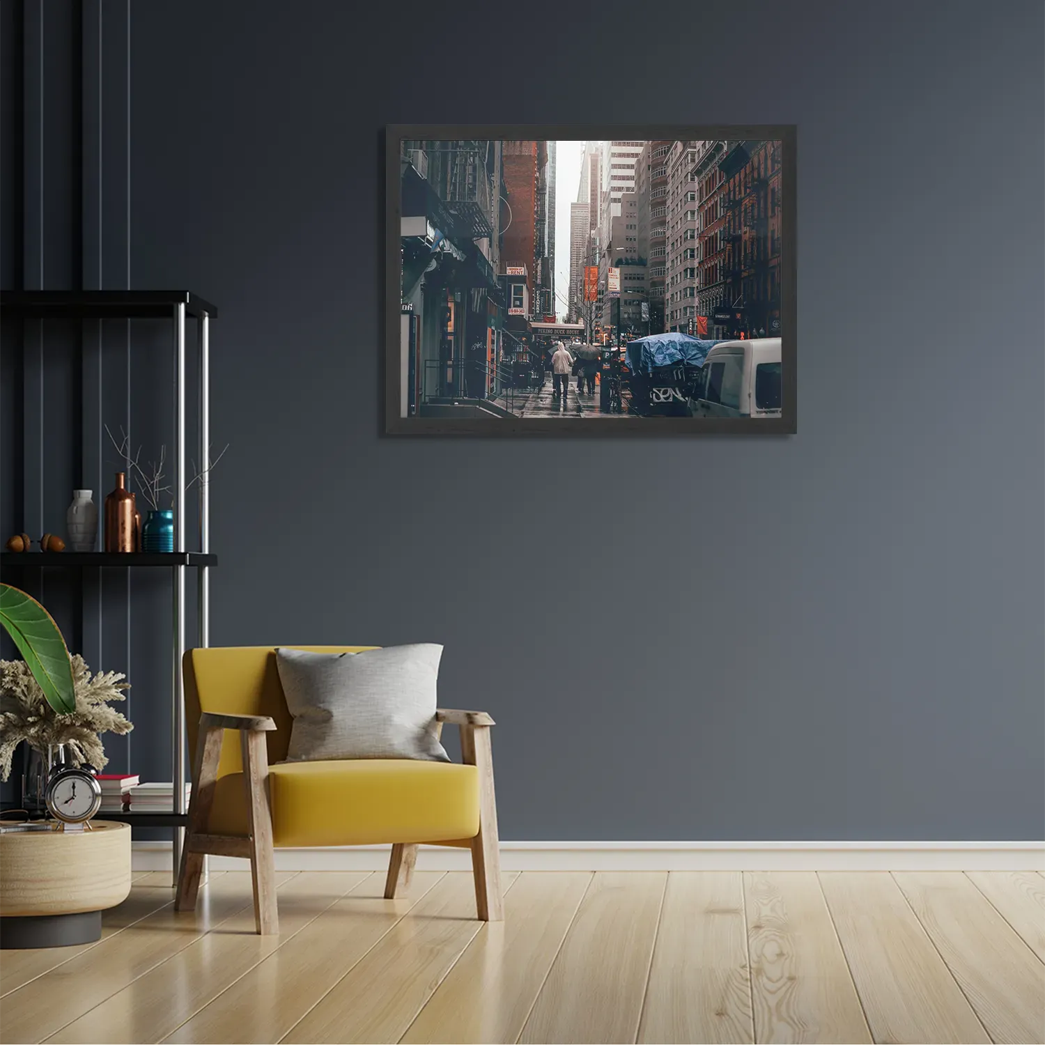 Poster New York Raining Day Rechthoek Horizontaal Met Lijst Template PBF 50 70 Horizontaal Steden 27 2