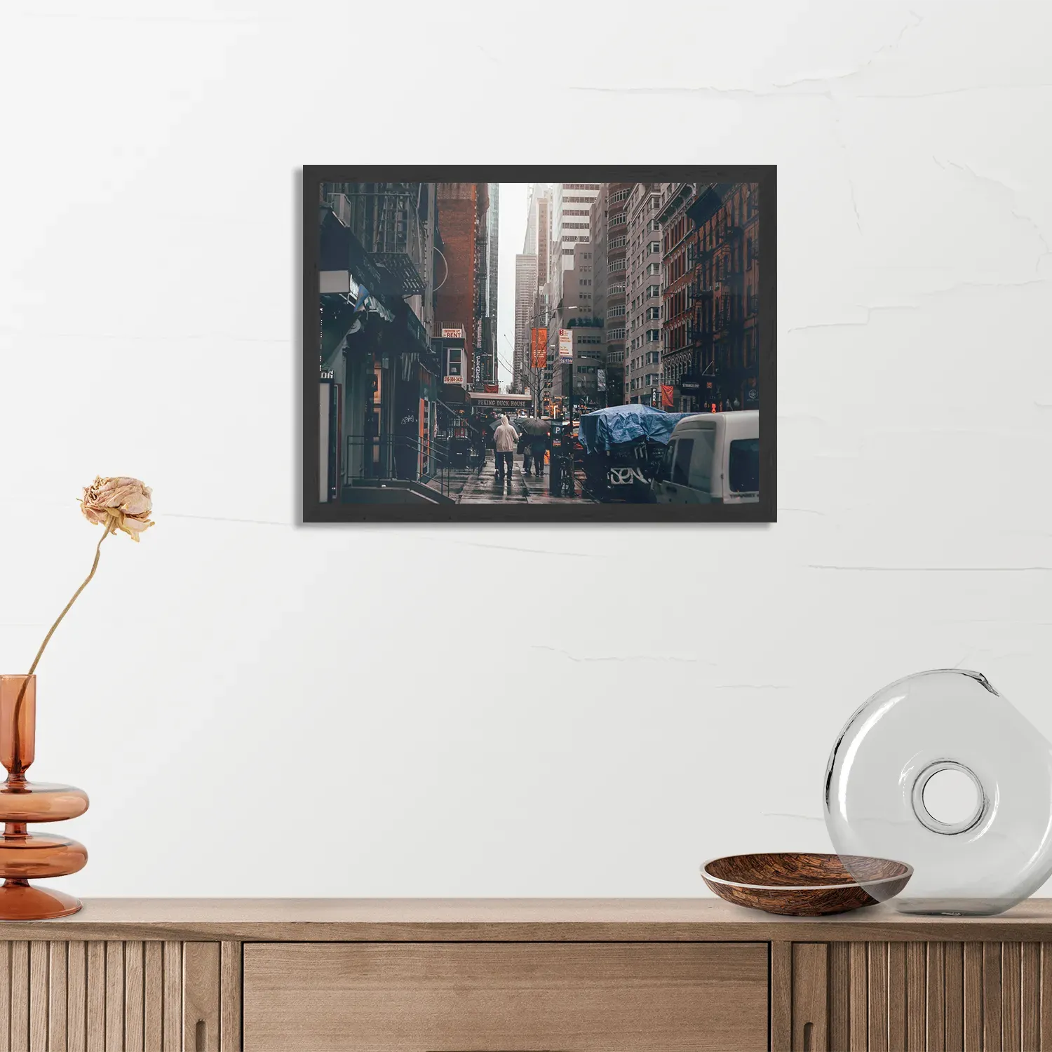 Poster New York Raining Day Rechthoek Horizontaal Met Lijst Template PBF 50 70 Horizontaal Steden 27 3