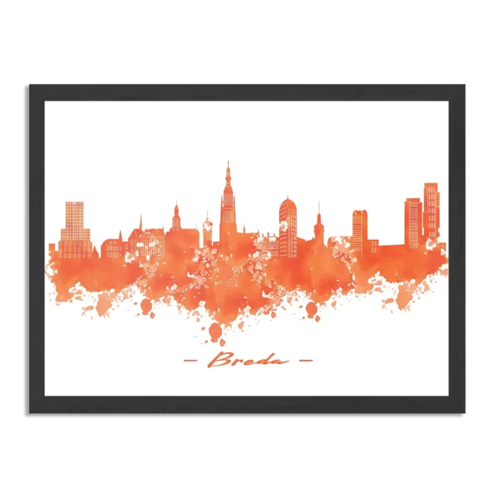 Poster Skyline Breda Watercolor Paint Rechthoek Horizontaal Met Lijst Template PBF 50 70 Horizontaal Steden 3 1