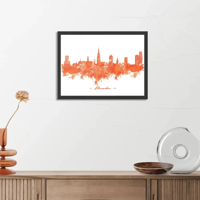 Poster Skyline Breda Watercolor Paint Rechthoek Horizontaal Met Lijst Template PBF 50 70 Horizontaal Steden 3 3