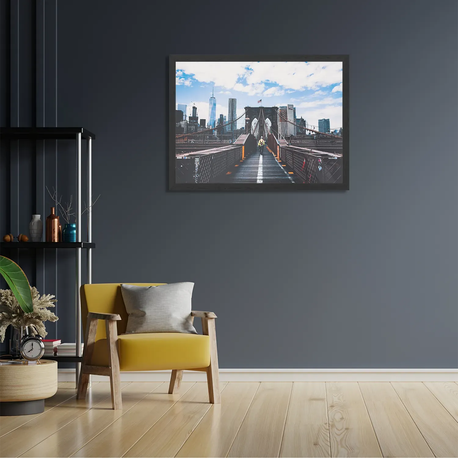 Poster Brooklyn Bridge New York Daglicht Rechthoek Horizontaal Met Lijst Template PBF 50 70 Horizontaal Steden 32 2