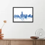 Poster Skyline Brussels Watercolor Paint Rechthoek Horizontaal Met Lijst Template PBF 50 70 Horizontaal Steden 4 3