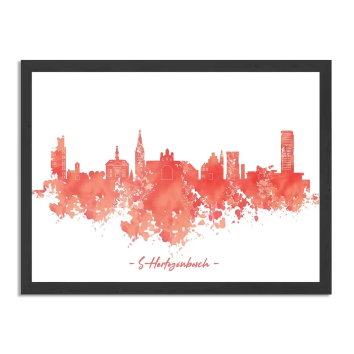 Poster Skyline 's-Hertogenbosch Watercolor Paint Rechthoek Horizontaal Met Lijst Template PBF 50 70 Horizontaal Steden 54 1