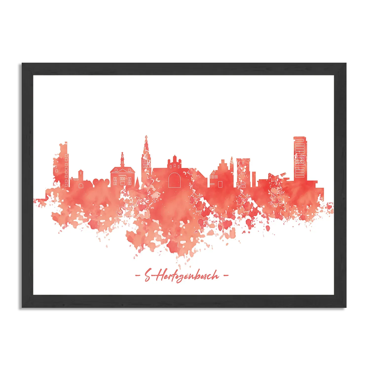 Poster Skyline 's-Hertogenbosch Watercolor Paint Rechthoek Horizontaal Met Lijst Template PBF 50 70 Horizontaal Steden 54 1