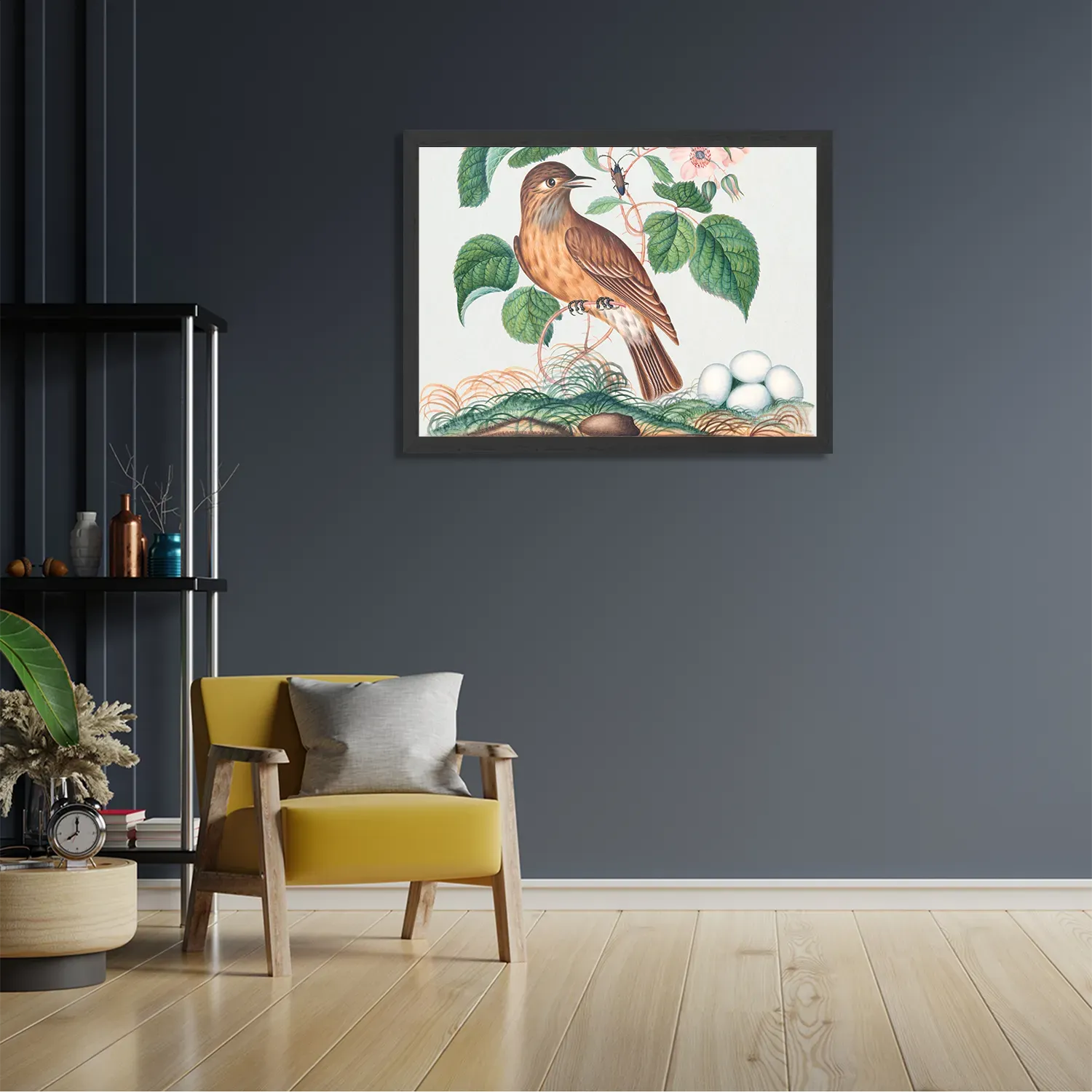 Poster Prent Natuur Vogel en Bloemen 01 Rechthoek Horizontaal Met Lijst Template PBF 50 70 Horizontaal Vintage 1 2