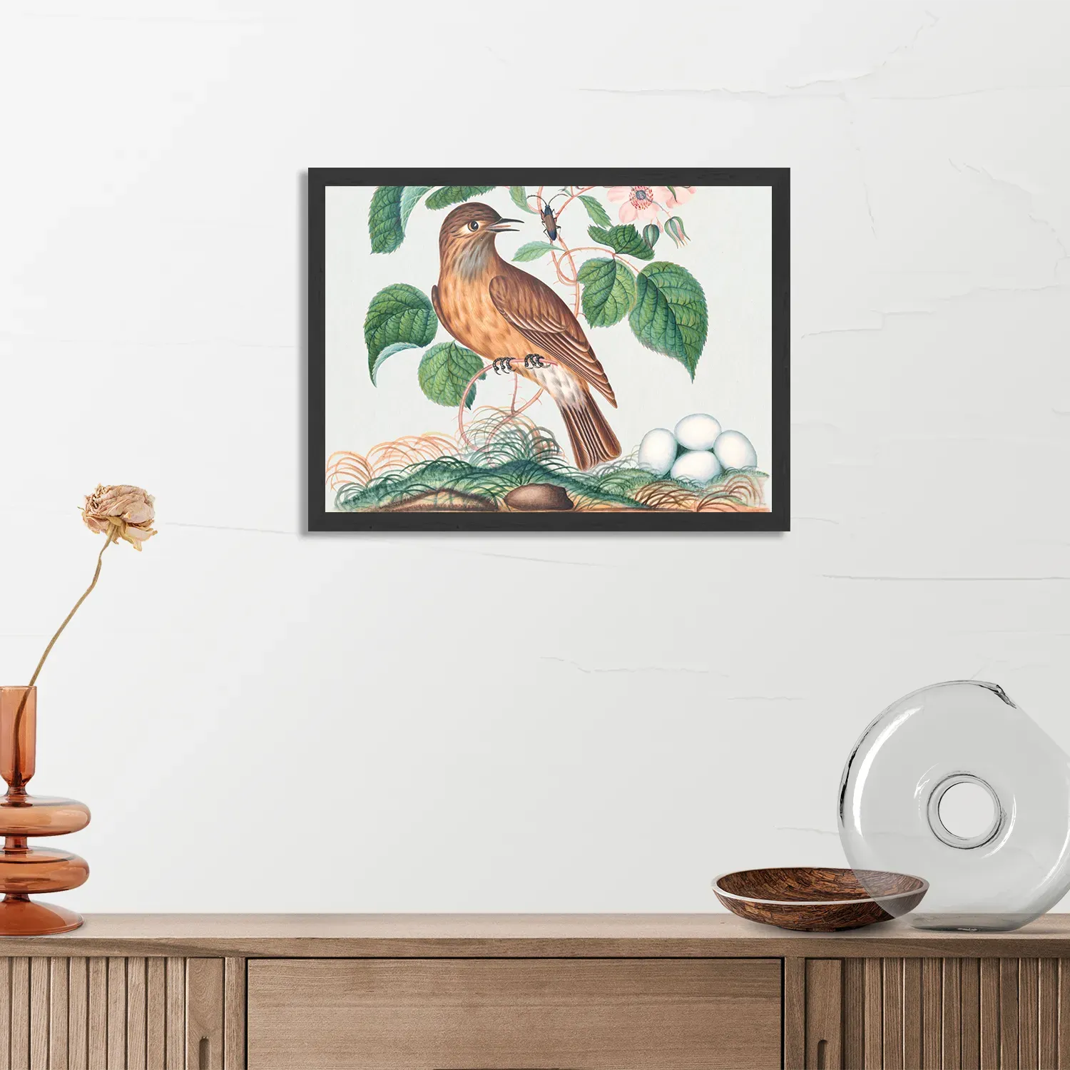 Poster Prent Natuur Vogel en Bloemen 01 Rechthoek Horizontaal Met Lijst Template PBF 50 70 Horizontaal Vintage 1 3
