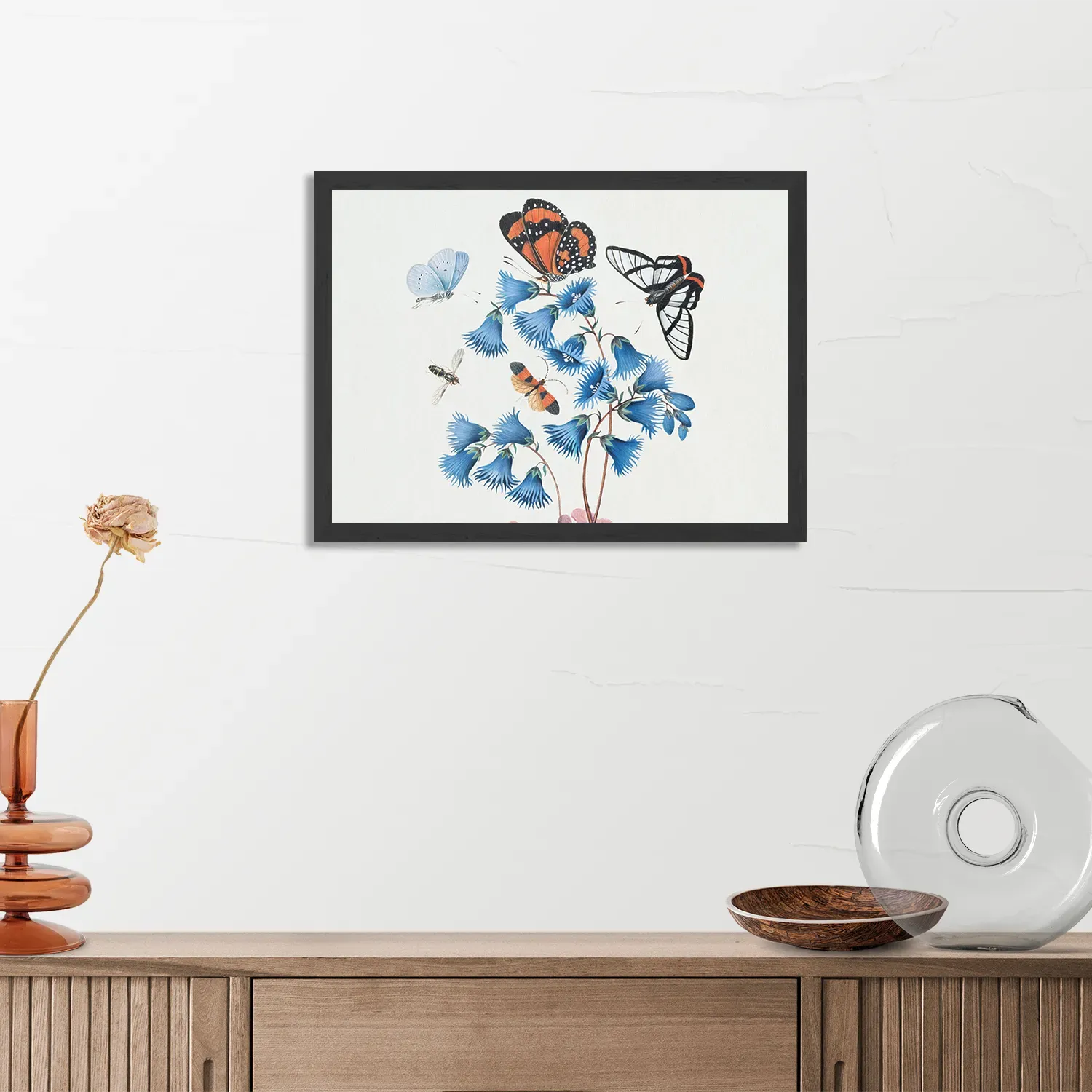 Poster Prent Natuur Vogel en Bloemen 04 Rechthoek Horizontaal Met Lijst Template PBF 50 70 Horizontaal Vintage 4 3