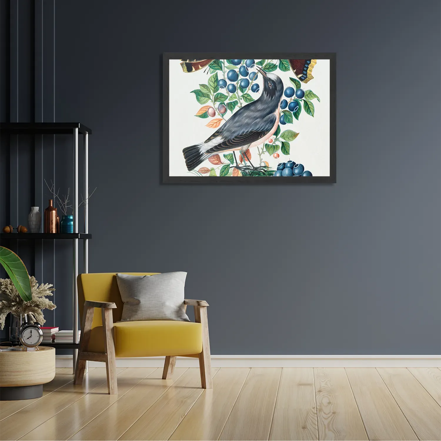 Poster Prent Natuur Vogel en Bloemen 06 Rechthoek Horizontaal Met Lijst Template PBF 50 70 Horizontaal Vintage 6 2