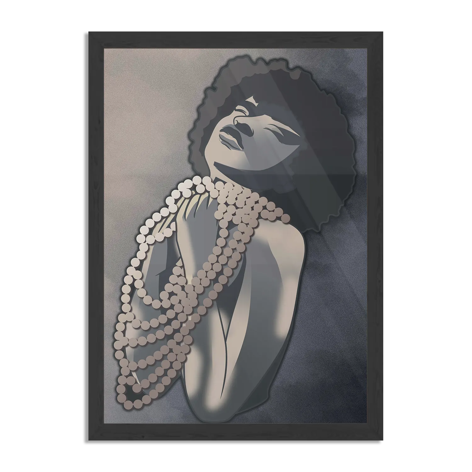 Poster Afrikaanse Vrouw met Parelketting Kunst Rechthoek Verticaal Met Lijst Template PBL 50 70 Verticaal Abstract 119 1