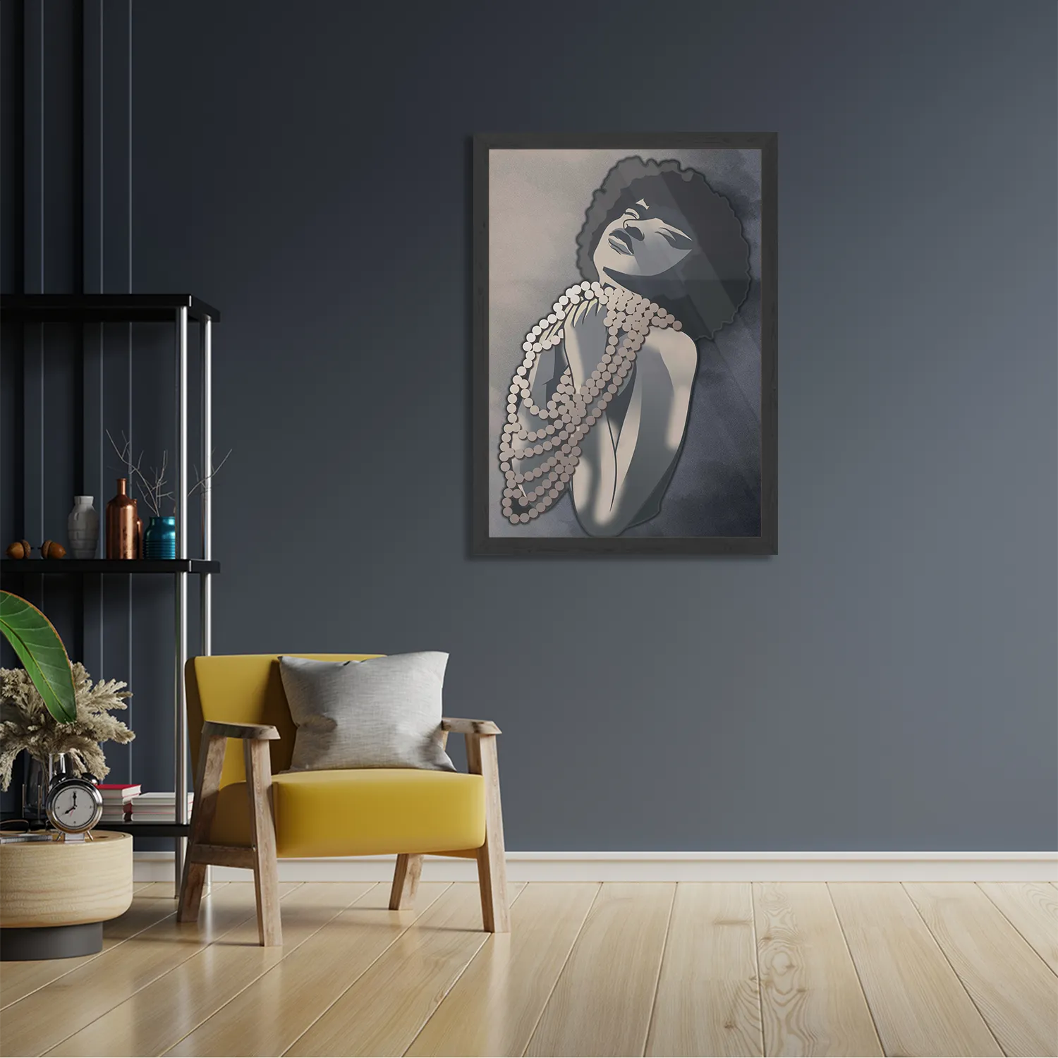 Poster Afrikaanse Vrouw met Parelketting Kunst Rechthoek Verticaal Met Lijst Template PBL 50 70 Verticaal Abstract 119 2