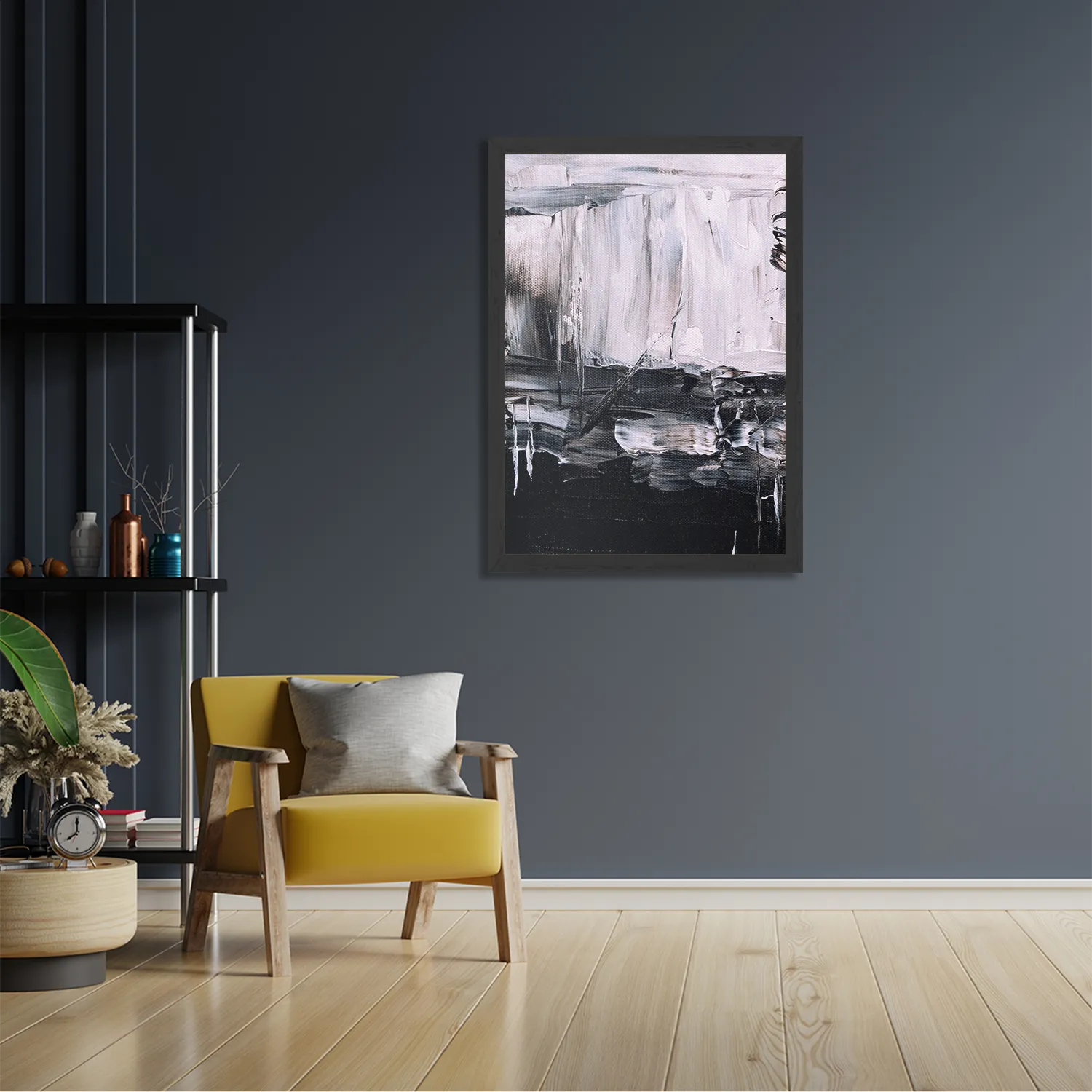 Poster Zwart wit schilderwerk Rechthoek Verticaal Met Lijst Template PBL 50 70 Verticaal Abstract 17 2