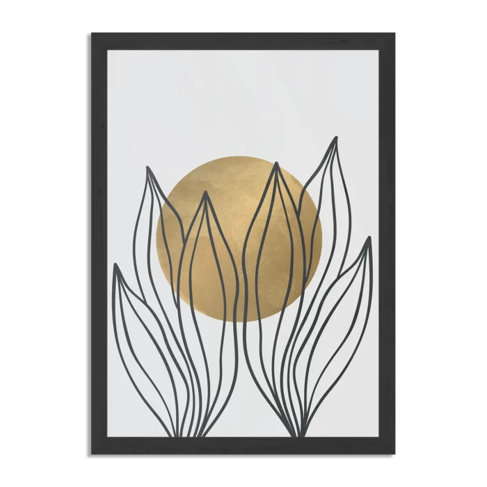 Poster Scandinavisch Design Plant met Goud Element 01 Rechthoek Verticaal Met Lijst Template PBL 50 70 Verticaal Abstract 72 1