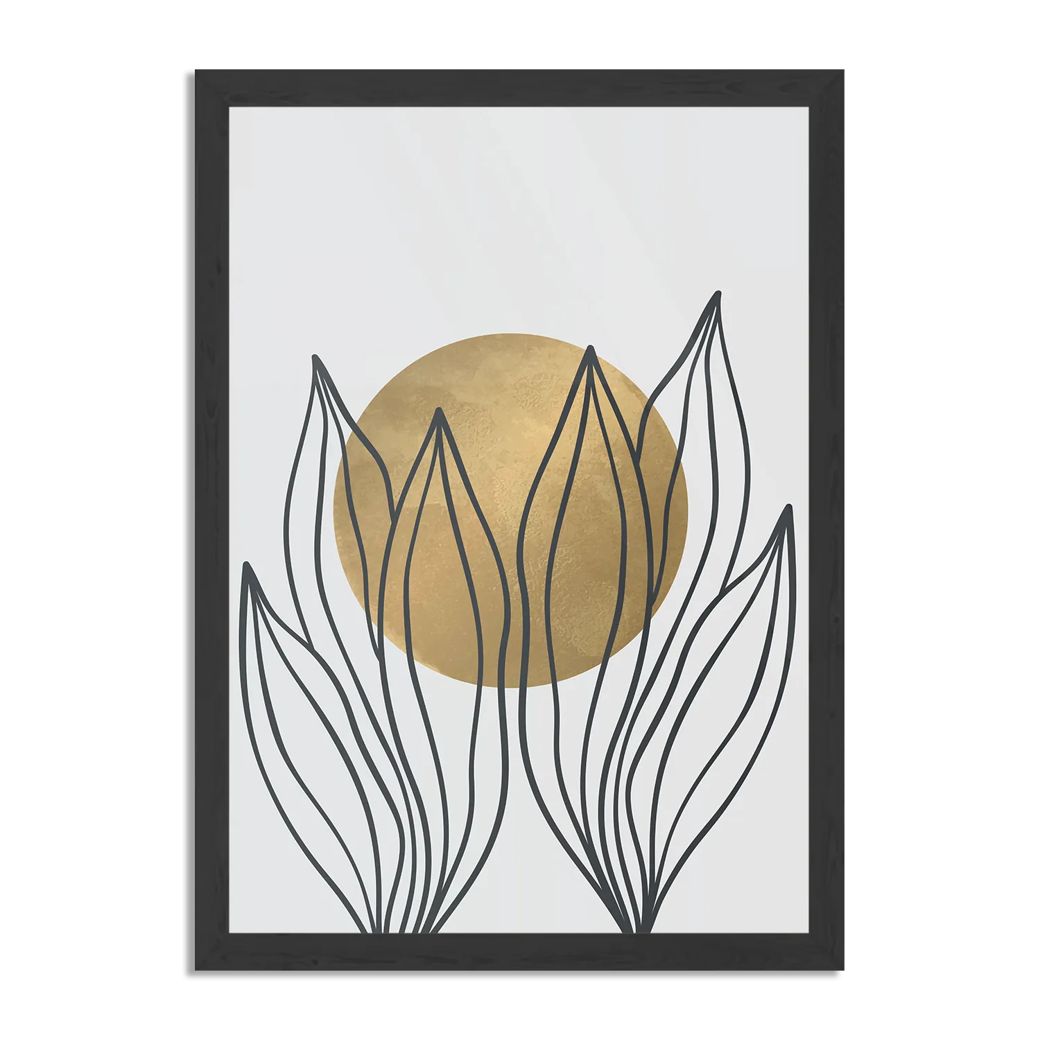 Poster Scandinavisch Design Plant met Goud Element 01 Rechthoek Verticaal Met Lijst Template PBL 50 70 Verticaal Abstract 72 1