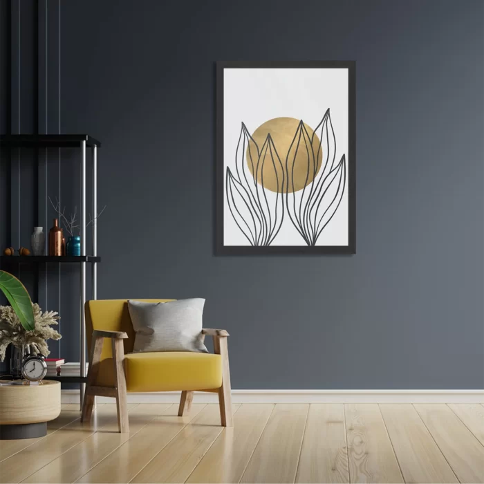 Poster Scandinavisch Design Plant met Goud Element 01 Rechthoek Verticaal Met Lijst Template PBL 50 70 Verticaal Abstract 72 2