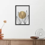 Poster Scandinavisch Design Plant met Goud Element 01 Rechthoek Verticaal Met Lijst Template PBL 50 70 Verticaal Abstract 72 3