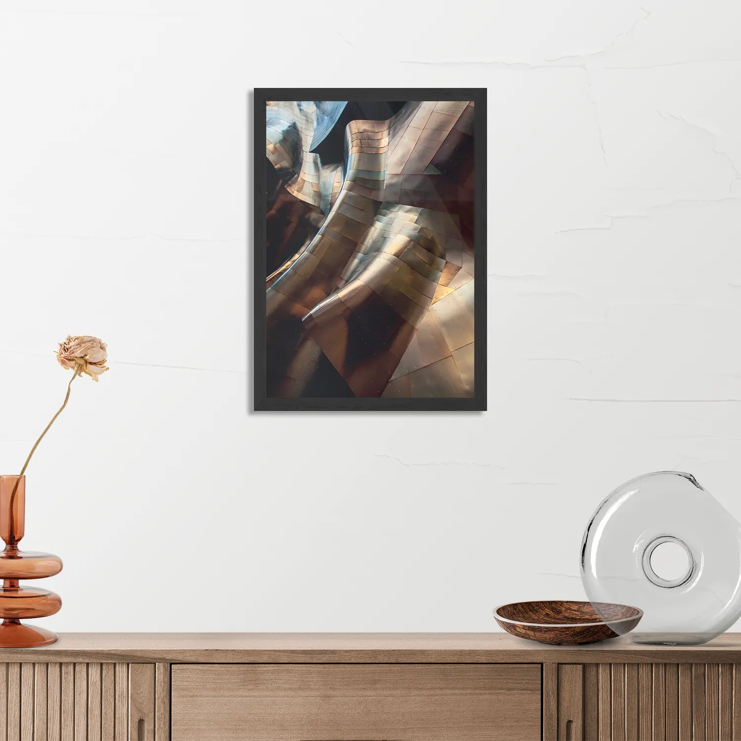 Poster Gebogen Stalen Platen - Twisted Metal Rechthoek Verticaal Met Lijst Template PBL 50 70 Verticaal Abstract 82 3