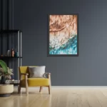Poster Kunst Oranje blauw Rechthoek Verticaal Met Lijst Template PBL 50 70 Verticaal Abstract 93 2