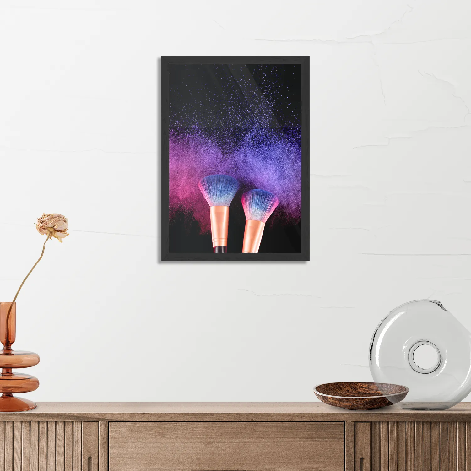 Poster Make up Poederkwasten Kleurrijk Rechthoek Verticaal Met Lijst Template PBL 50 70 Verticaal Beauty 4 3