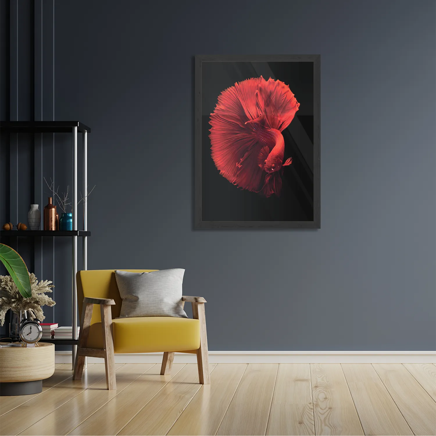 Poster Red Dragon Siamese Fighting Fish Rechthoek Verticaal Met Lijst Template PBL 50 70 Verticaal Dieren 32 2