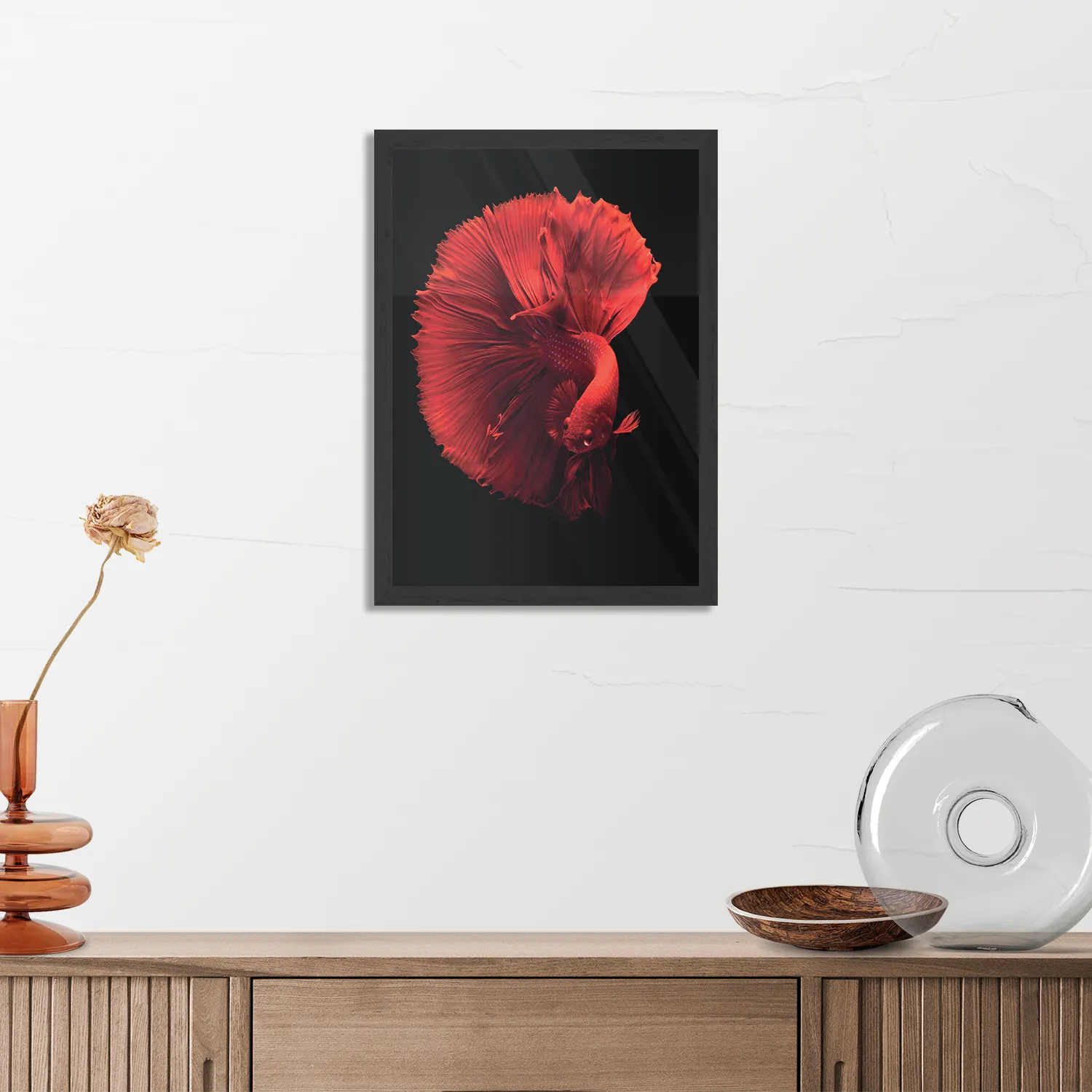 Poster Red Dragon Siamese Fighting Fish Rechthoek Verticaal Met Lijst Template PBL 50 70 Verticaal Dieren 32 3