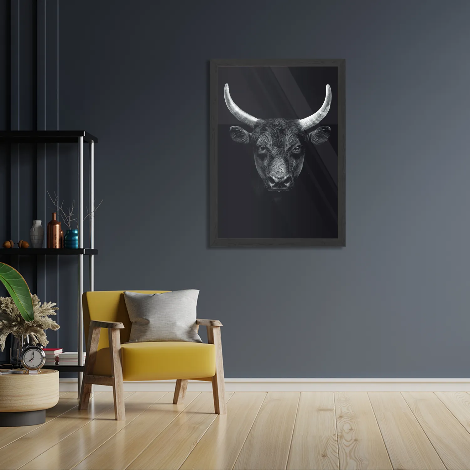 Poster Stier Ready To Fight 01 Rechthoek Verticaal Met Lijst Template PBL 50 70 Verticaal Dieren 36 2