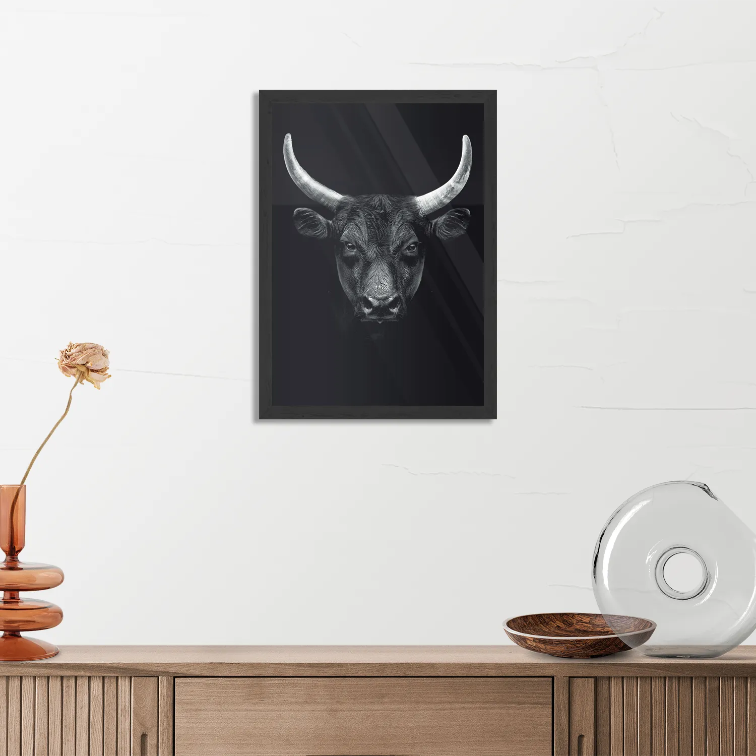 Poster Stier Ready To Fight 01 Rechthoek Verticaal Met Lijst Template PBL 50 70 Verticaal Dieren 36 3