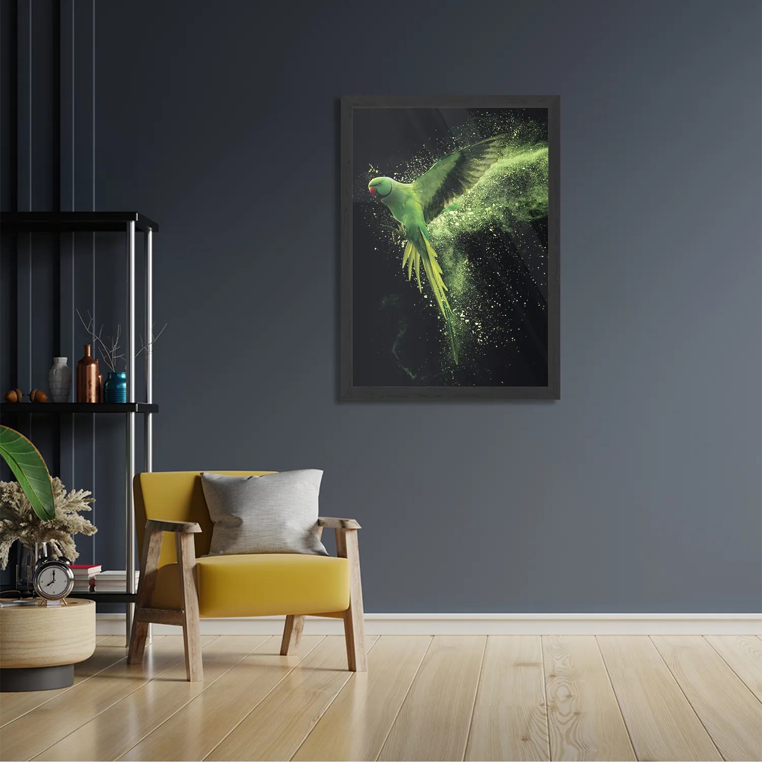 Poster De Groene Parkiet Rechthoek Verticaal Met Lijst Template PBL 50 70 Verticaal Dieren 38 2