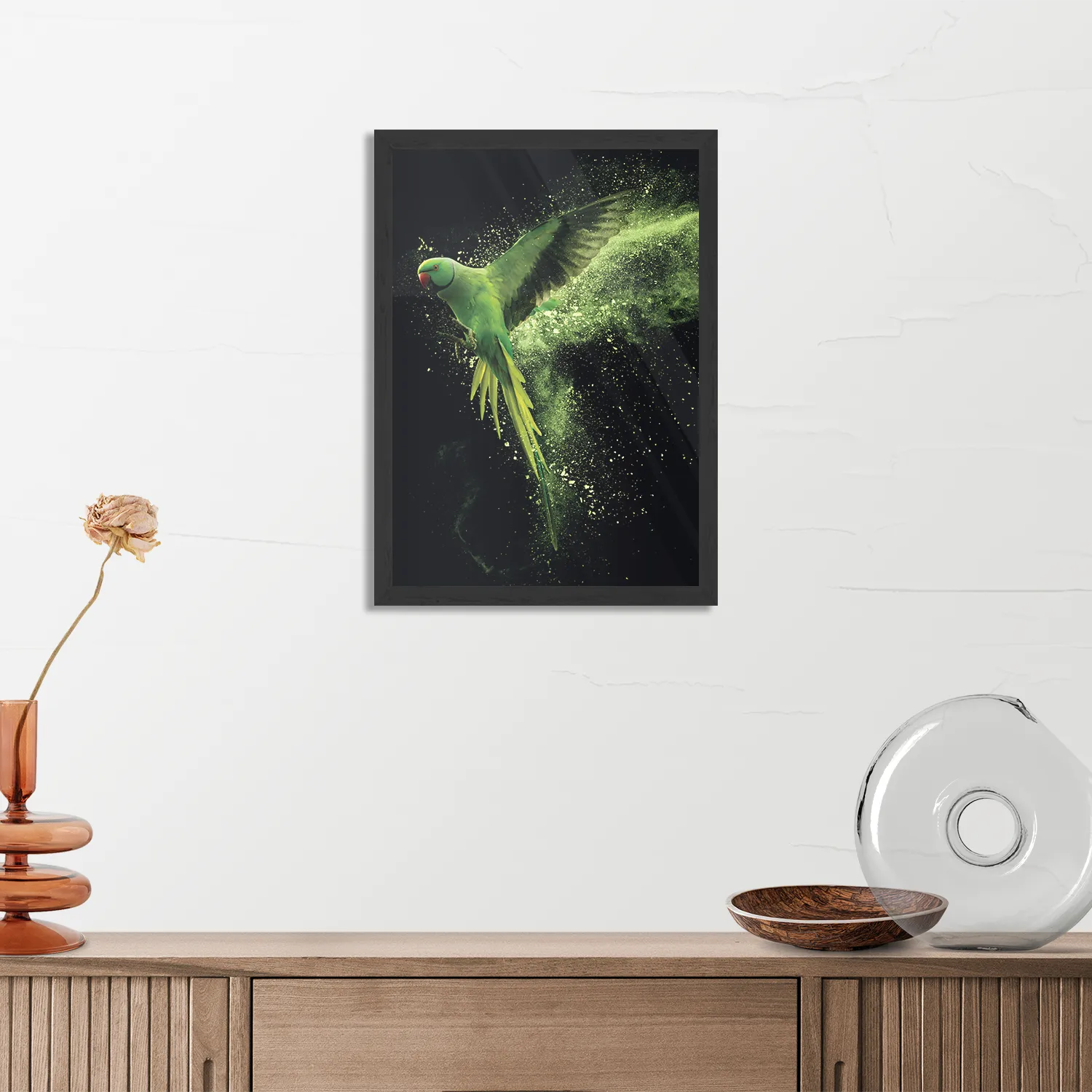 Poster De Groene Parkiet Rechthoek Verticaal Met Lijst Template PBL 50 70 Verticaal Dieren 38 3