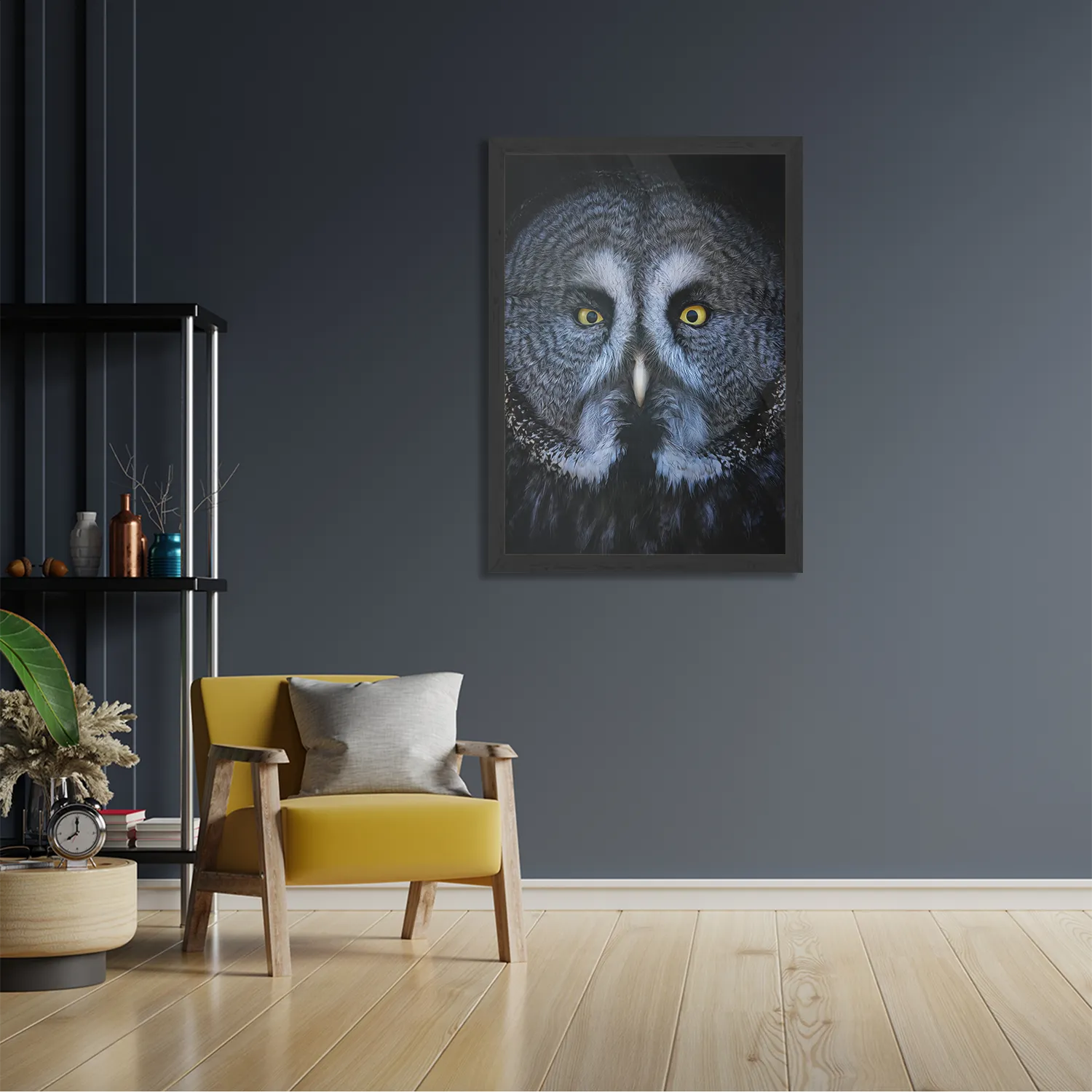 Poster Uil Hoofd Close Up Rechthoek Verticaal Met Lijst Template PBL 50 70 Verticaal Dieren 49 2