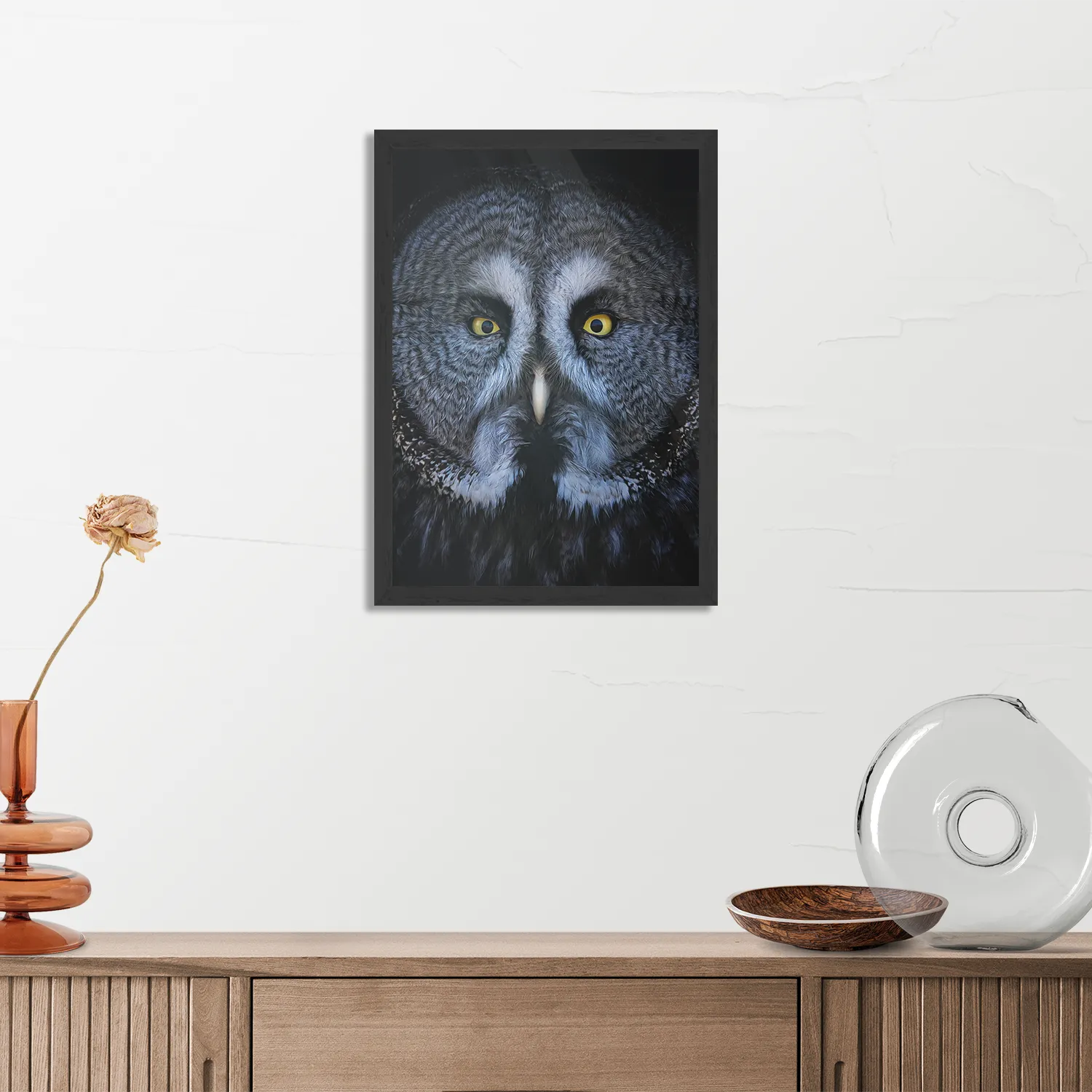 Poster Uil Hoofd Close Up Rechthoek Verticaal Met Lijst Template PBL 50 70 Verticaal Dieren 49 3