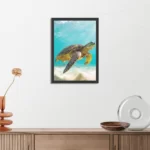 Poster Zeeschildpad In Helderblauw Water 04 Rechthoek Verticaal Met Lijst Template PBL 50 70 Verticaal Dieren 58 3