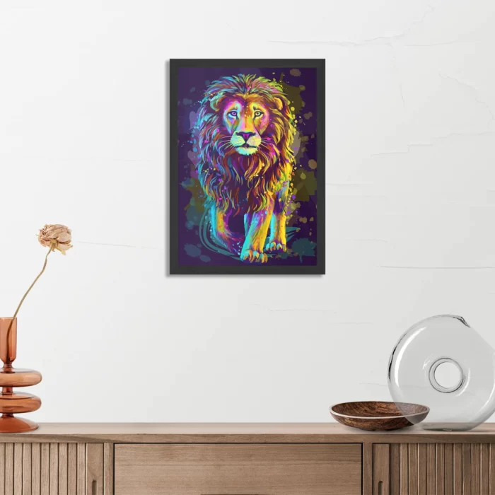 Poster Colored Lion Rechthoek Verticaal Met Lijst Template PBL 50 70 Verticaal Dieren 64 3